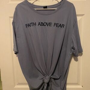 Women's Short Sleeve Tee with 'Faith Above Fear' Slogan